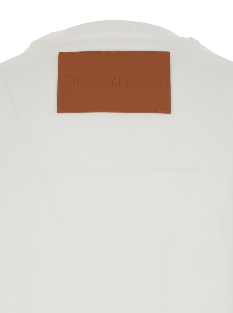 White Crewneck T-Shirt With Logo Patch Applied On The Back In Cotton Woman