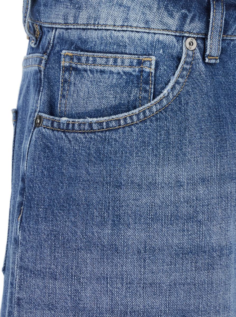 'Gianna' Blue Bermuda Pants With Logo Patch On The Rear In Denim Woman