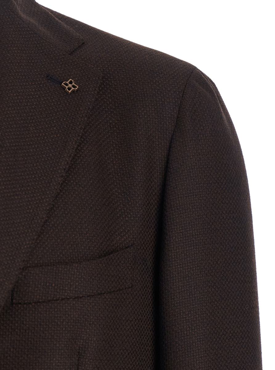 Bordeaux Single-Breasted Jacket With Notched Revers In Wool Man