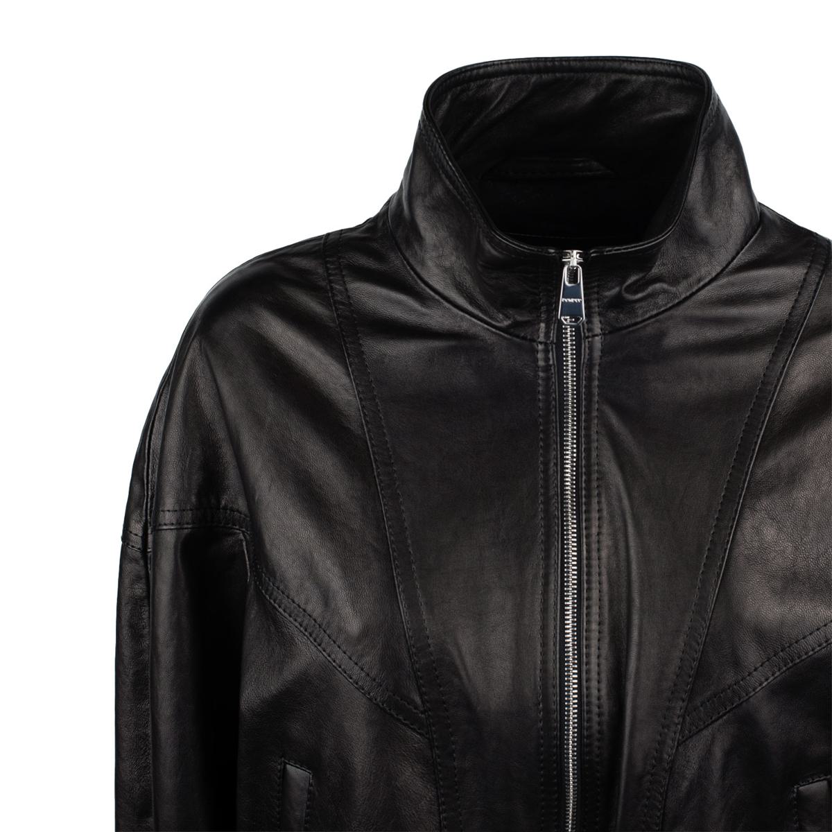 Dondup Black Slim Nappa Leather Bomber Jacket