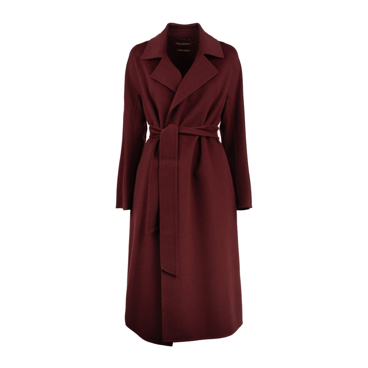 Max Mara Burgundy Cashmere Wool And Silk Robe Coat