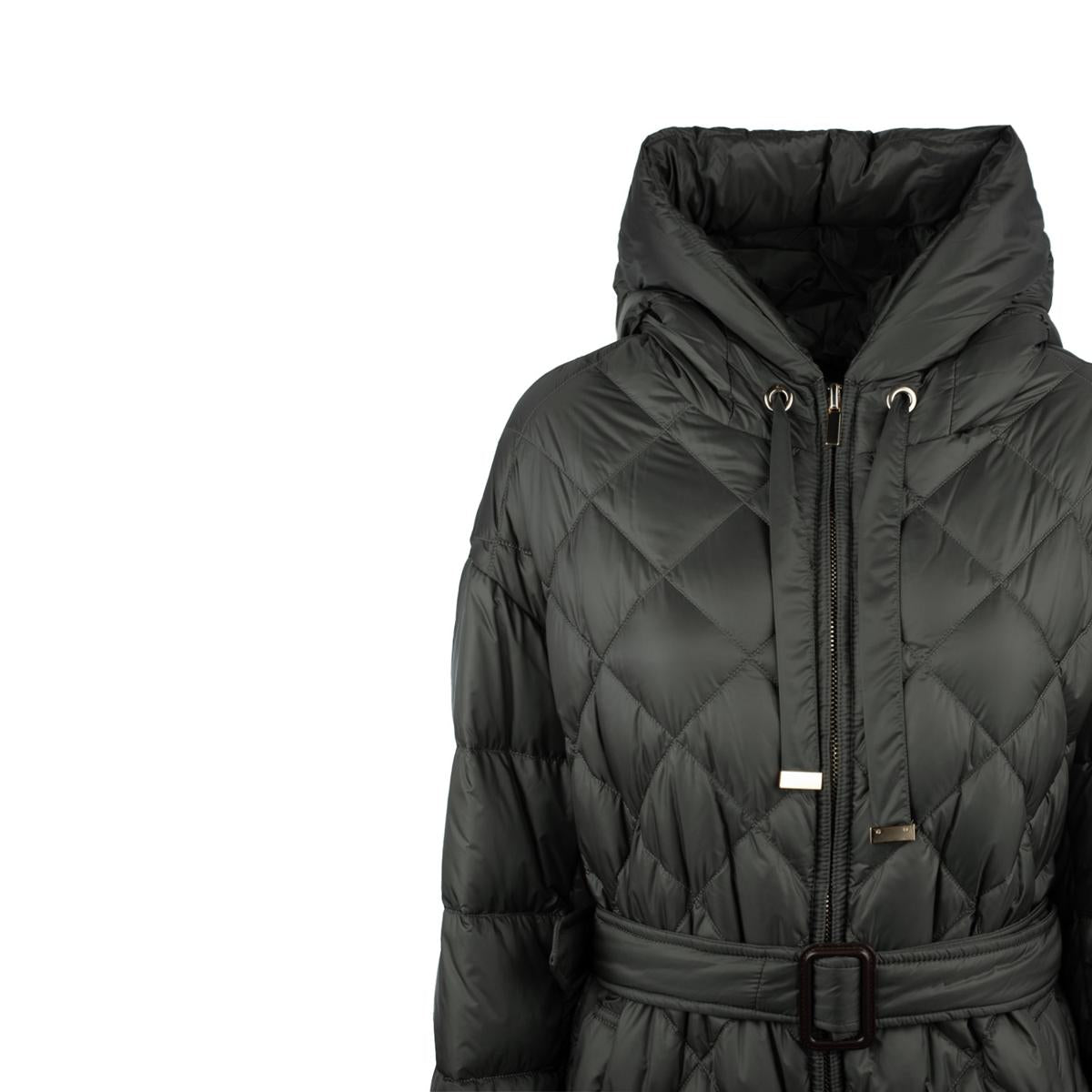 Max Mara Long Rhombus Down Jacket With Hood
