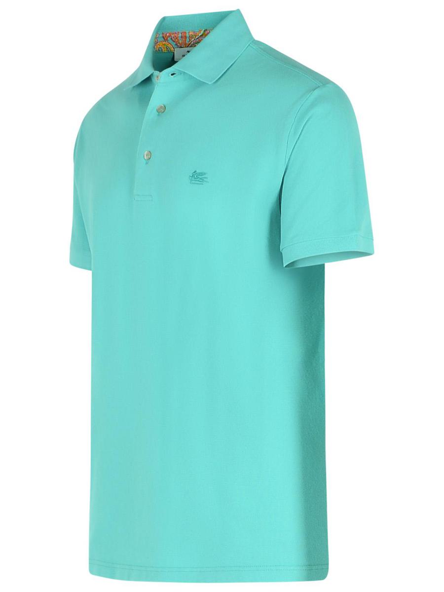 Etro 'Roma' Polo Shirt In Light Blue Cotton
