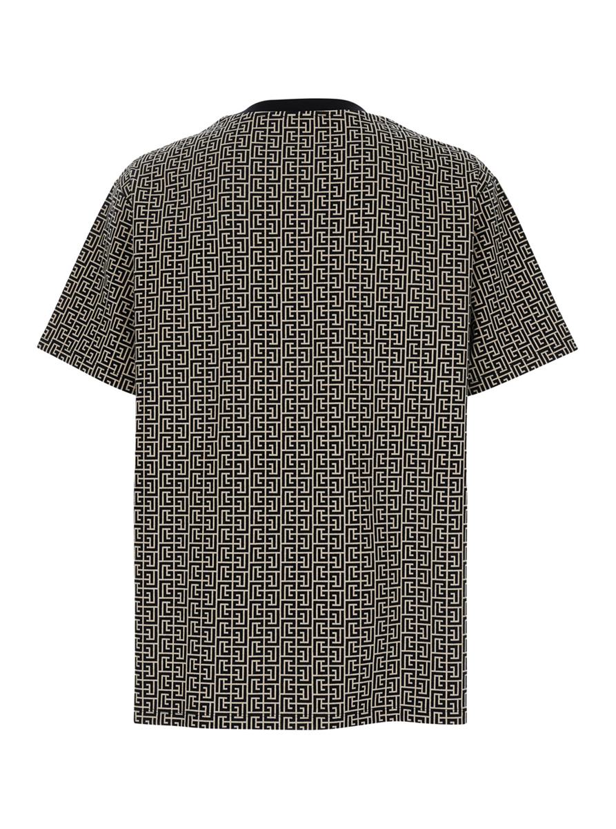 Grey T-Shirt With Logo Applied On The Chest And All-Over Labyrinth Motif In Cotton Man