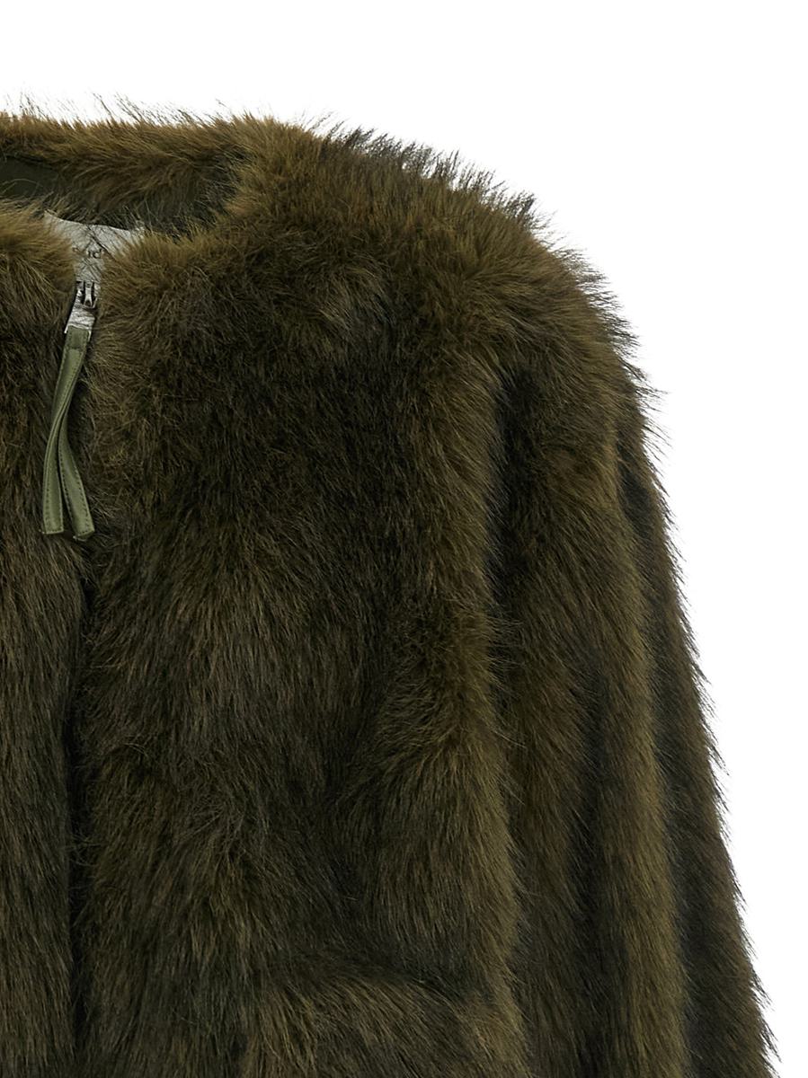 Nude Faux Fur Bomber Jacket