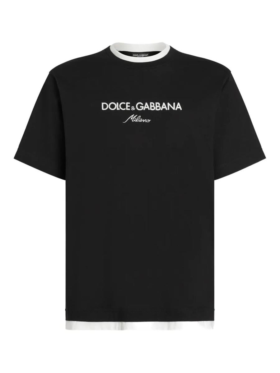 Dolce & Gabbana Logo-Embroidered Layering Cotton T-Shirt Clothing
