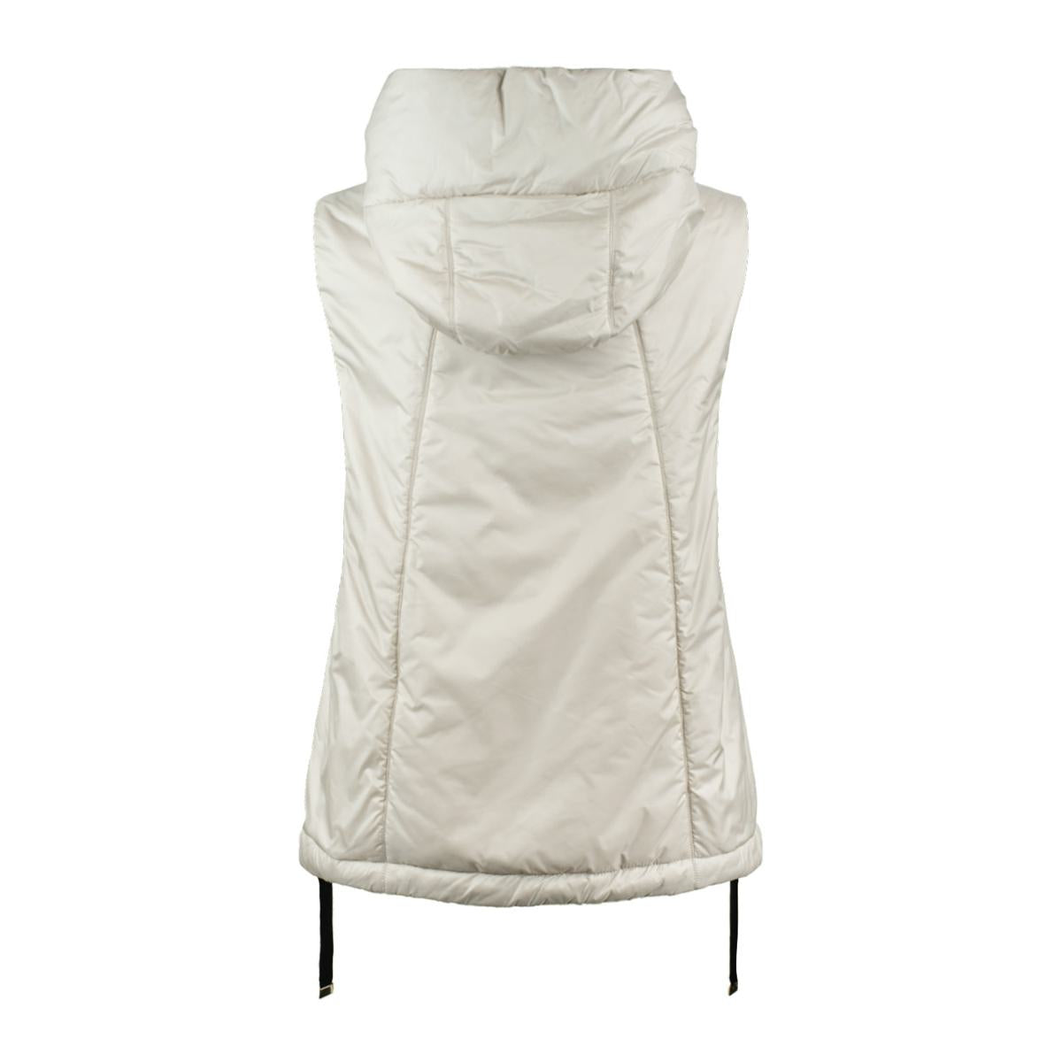 Max Mara Beige Padded Gilet With Hood Made Of Drip-Proof Canvas
