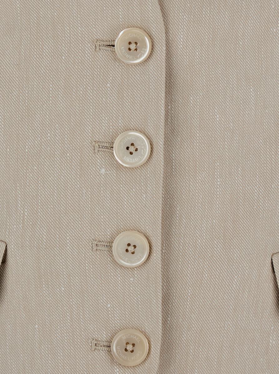 Beige Vest With V Neck In Linen And Cotton Blend Woman
