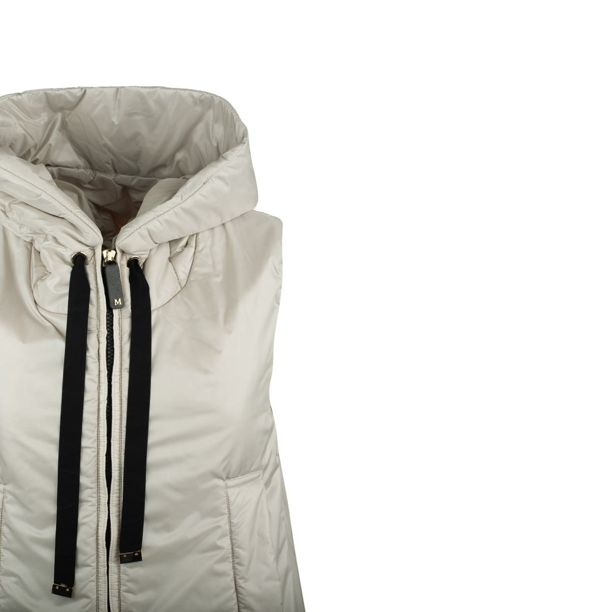 Max Mara Beige Padded Gilet With Hood Made Of Drip-Proof Canvas