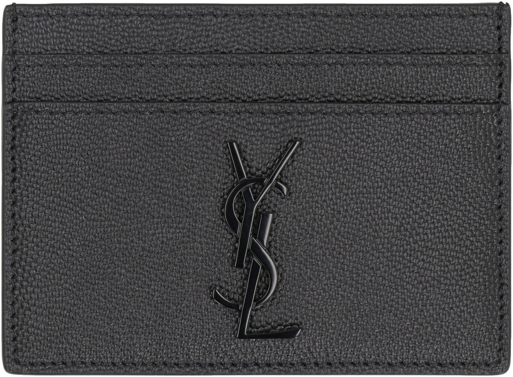 Saint Laurent Cassandre Logo Detail Leather Card Holder