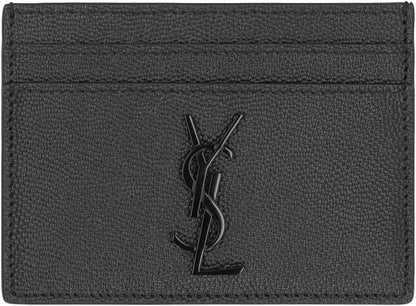 Saint Laurent Cassandre Logo Detail Leather Card Holder