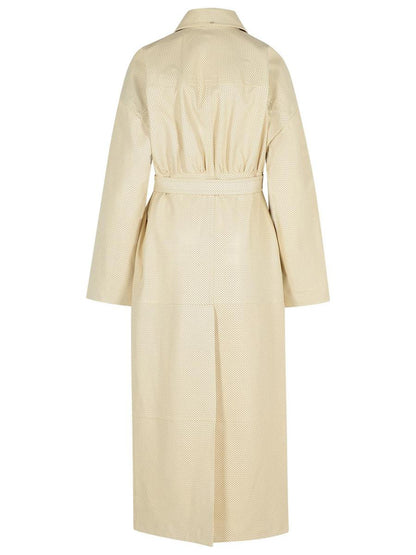 Sportmax Ivory Leather Trench Coat