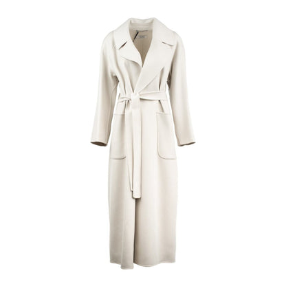 Max Mara Ivory Wool Long Robe Coat