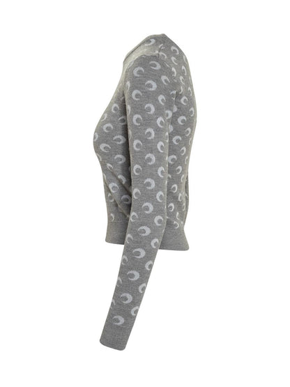 Marine Serre Grey Slim Fit Sweater With Moon Print By Marine Serre