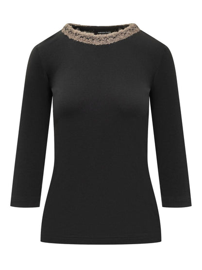 Fabiana Filippi Black T-Shirt With Embroidery By Fabiana Filippi