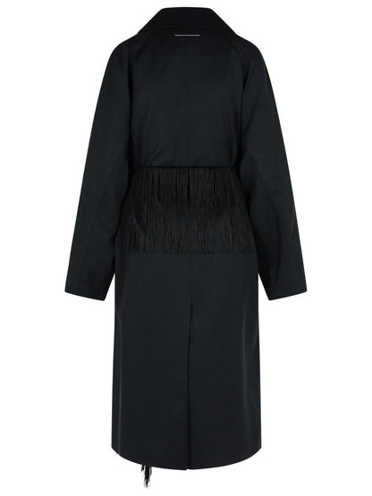 MM6 Maison Margiela Black Virgin Wool Trench Coat