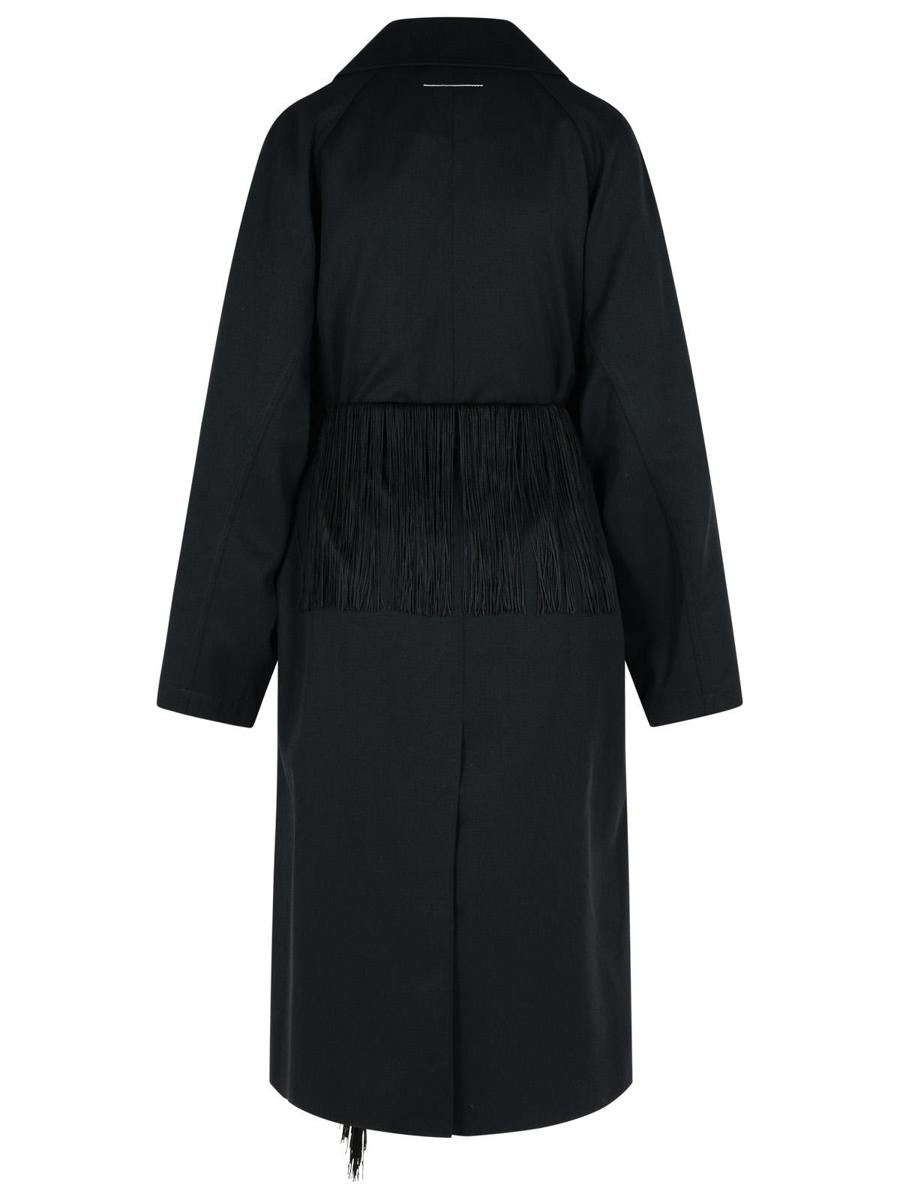 MM6 Maison Margiela Black Virgin Wool Trench Coat