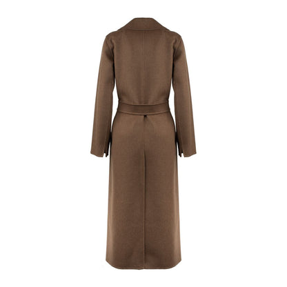 Max Mara Brown Wool Drap Robe Coat