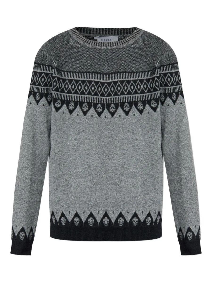 Alexander McQueen Geometric Pattern Wool Pulloverer Clothing