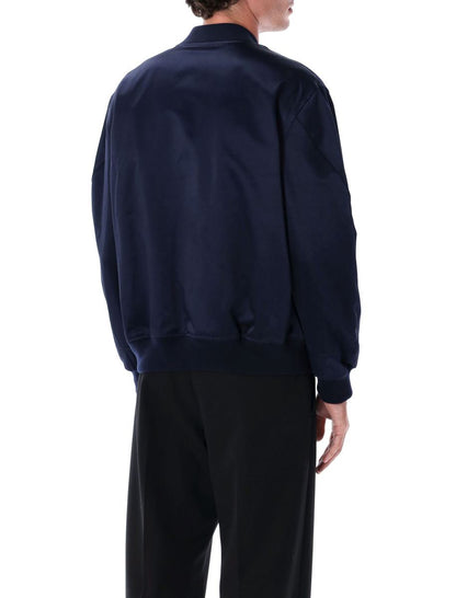 Givenchy Navy Blue Cotton Satin Zipped Blouson