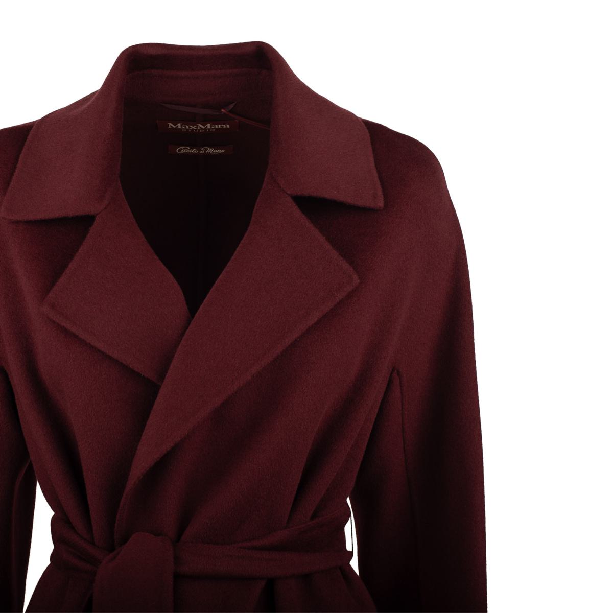 Max Mara Burgundy Cashmere Wool And Silk Robe Coat