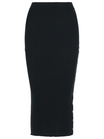 Courrèges Black Merino Wool Blend Skirt