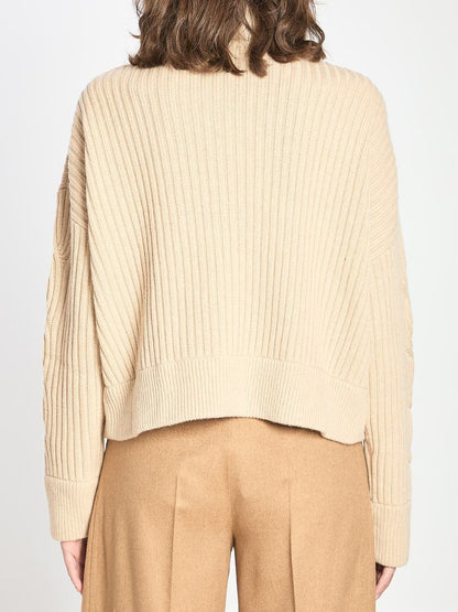 Ribbed Cardigan In Wool And Cashmere