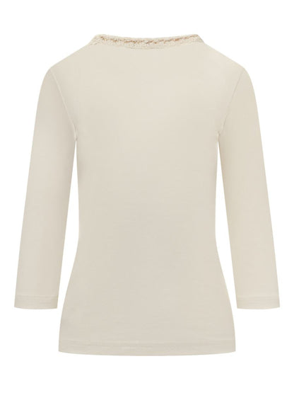 Fabiana Filippi Ivory T-Shirt With Fabiana Filippi Embroidery