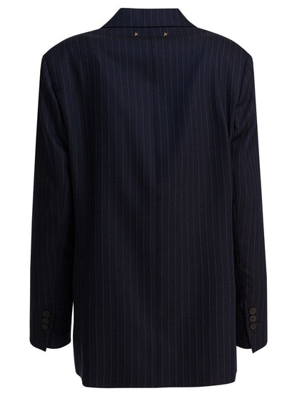 Golden Goose Single-Breasted Pinstripe Blazer Jacket