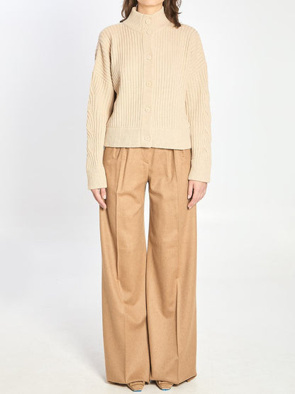 Ribbed Cardigan In Wool And Cashmere