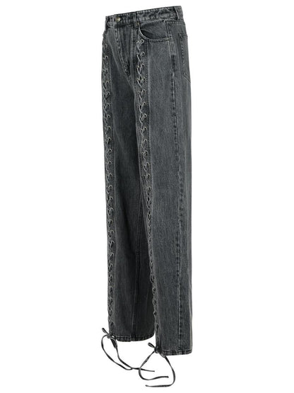 Rotate Birger Christensen Black Cotton Jeans With Laces