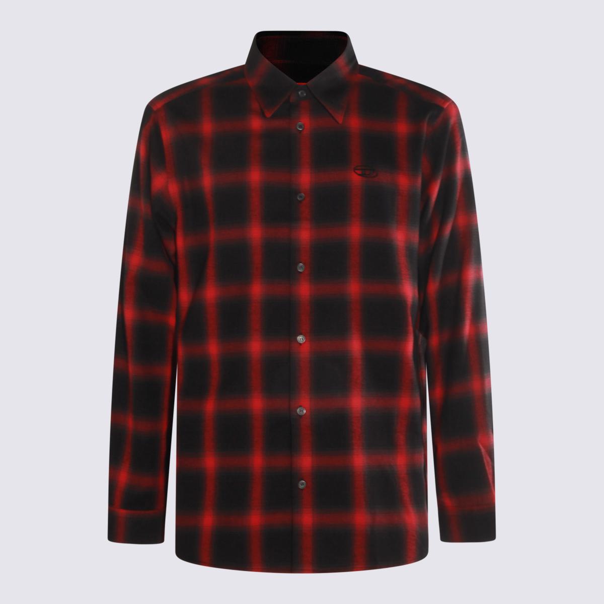 Diesel Black And Red Cotton Shirt