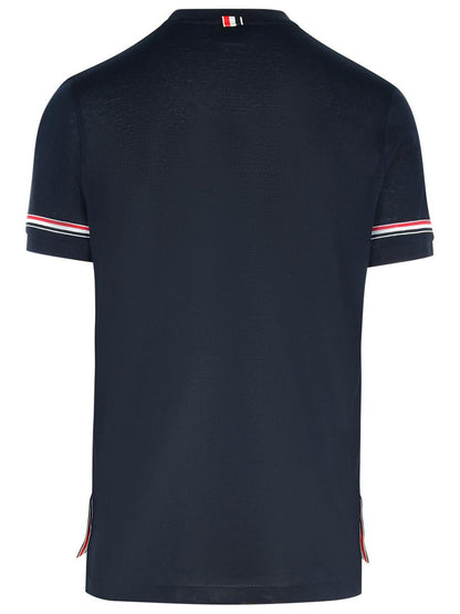 Thom Browne 'Cuff' Navy Cotton T-Shirt