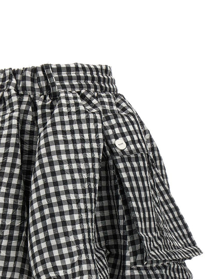 Ganni 'Crinkled Check Mini Bubble' Skirt