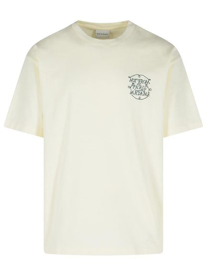 Drôle De Monsieur Cream Cotton T-Shirt