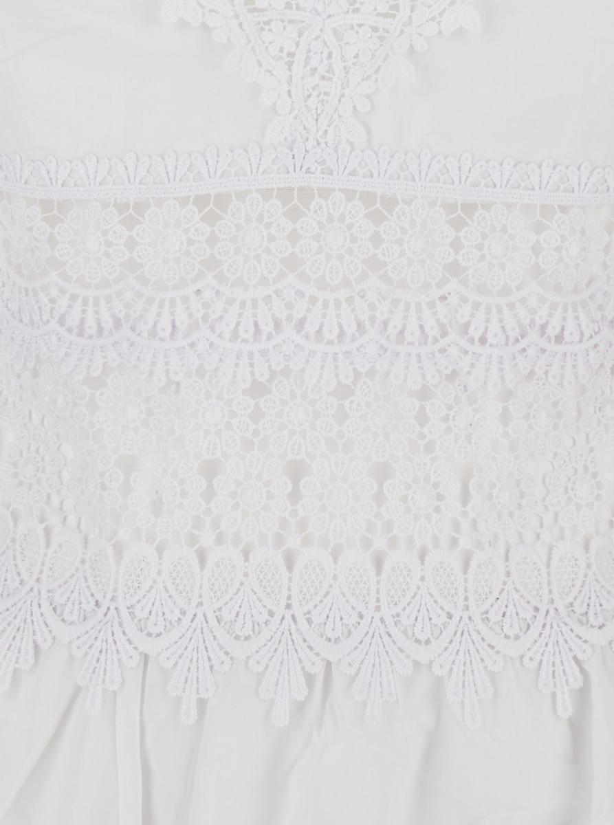 'Marilyn' White Dress With Crossed Straps And Lace Details In Cotton Woman