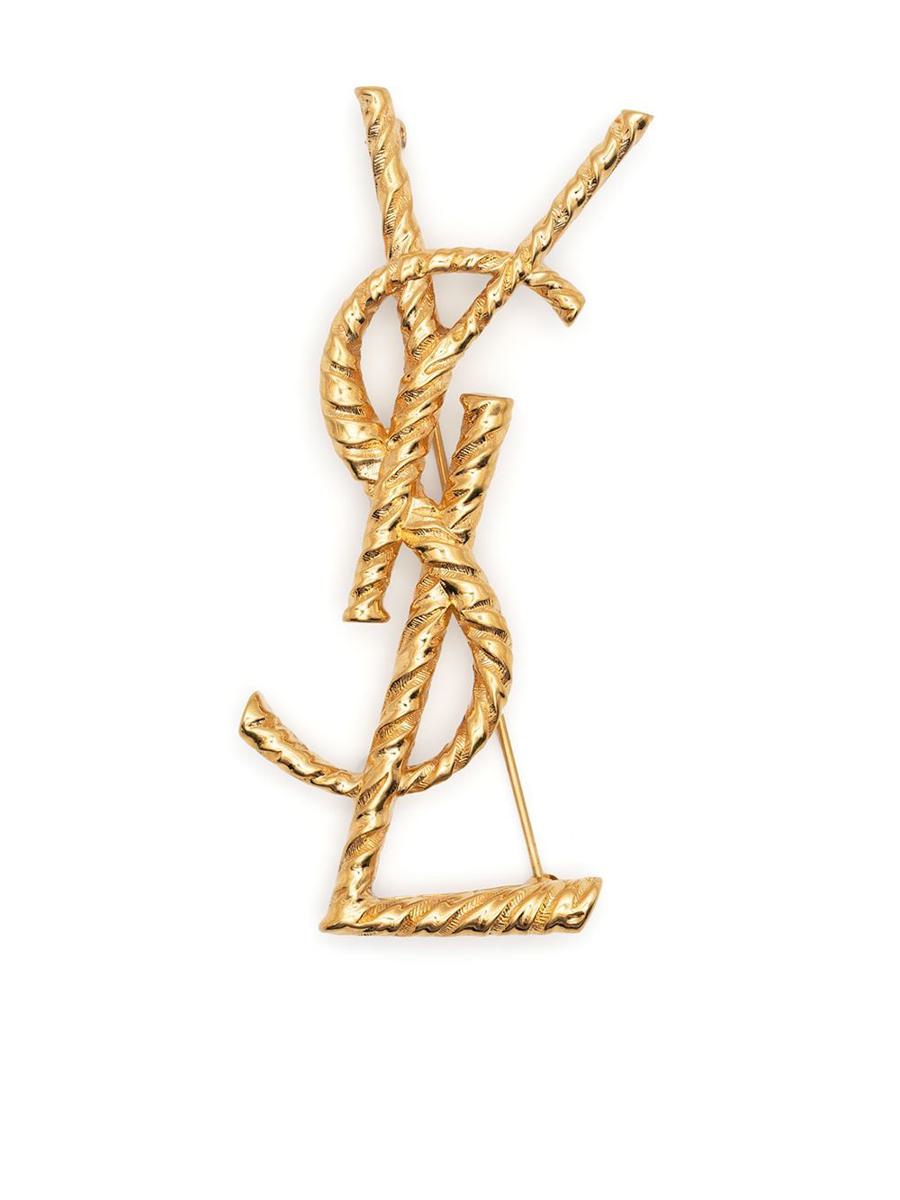 Saint Laurent Cassandre Twisted Stripe Metal Brooch Accessories