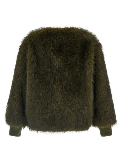 Nude Faux Fur Bomber Jacket