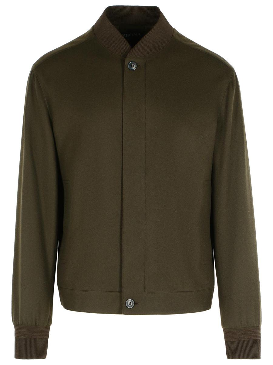 Zegna Chocolate Cashmere Bomber Jacket