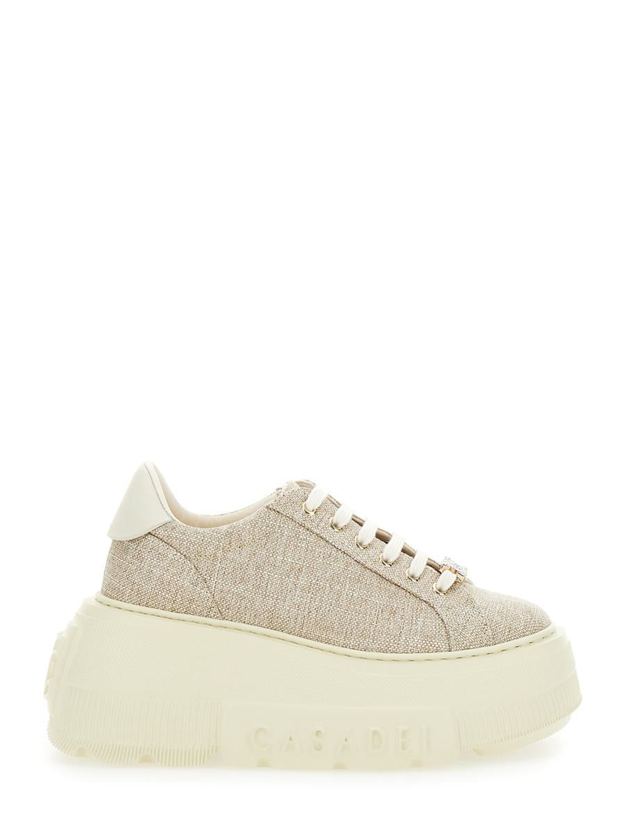 'Nexus Jutalux' Beige Sneakers With Chunky Oversize Sole And Logo In Leather And Fabric Blend Woman