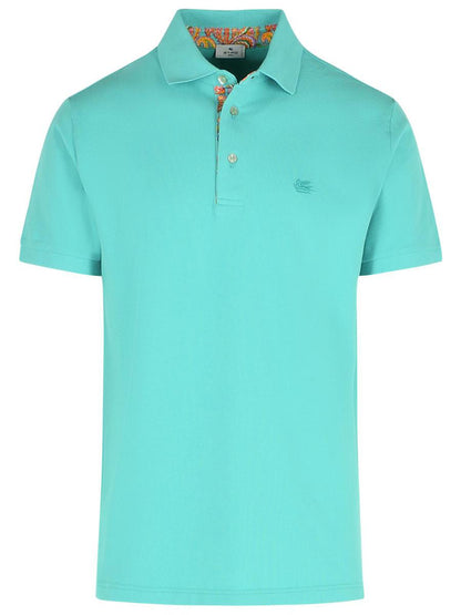 Etro 'Roma' Polo Shirt In Light Blue Cotton