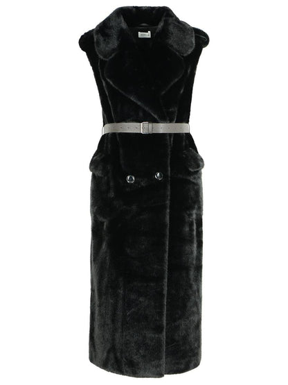 P.A.R.O.S.H. Black Faux Fur Coat