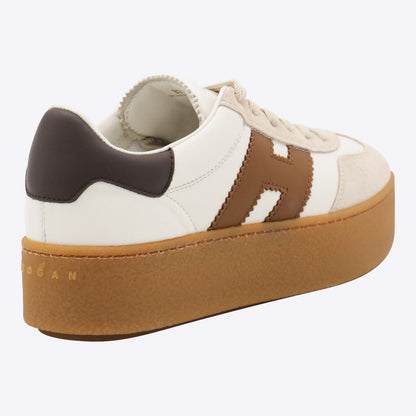 Hogan White And Brown Leather Sneakers