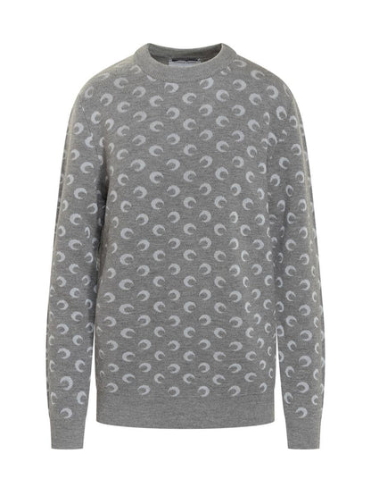 Marine Serre Grey Sweater With Moon Print By Marine Serre