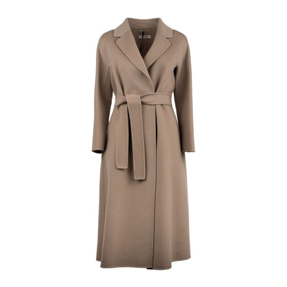 Max Mara Dove Gray Wool Drap Midi Coat
