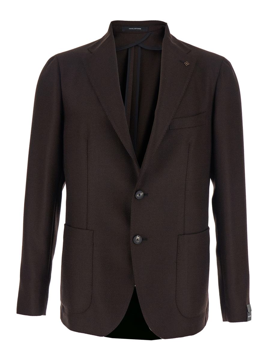 Bordeaux Single-Breasted Jacket With Notched Revers In Wool Man