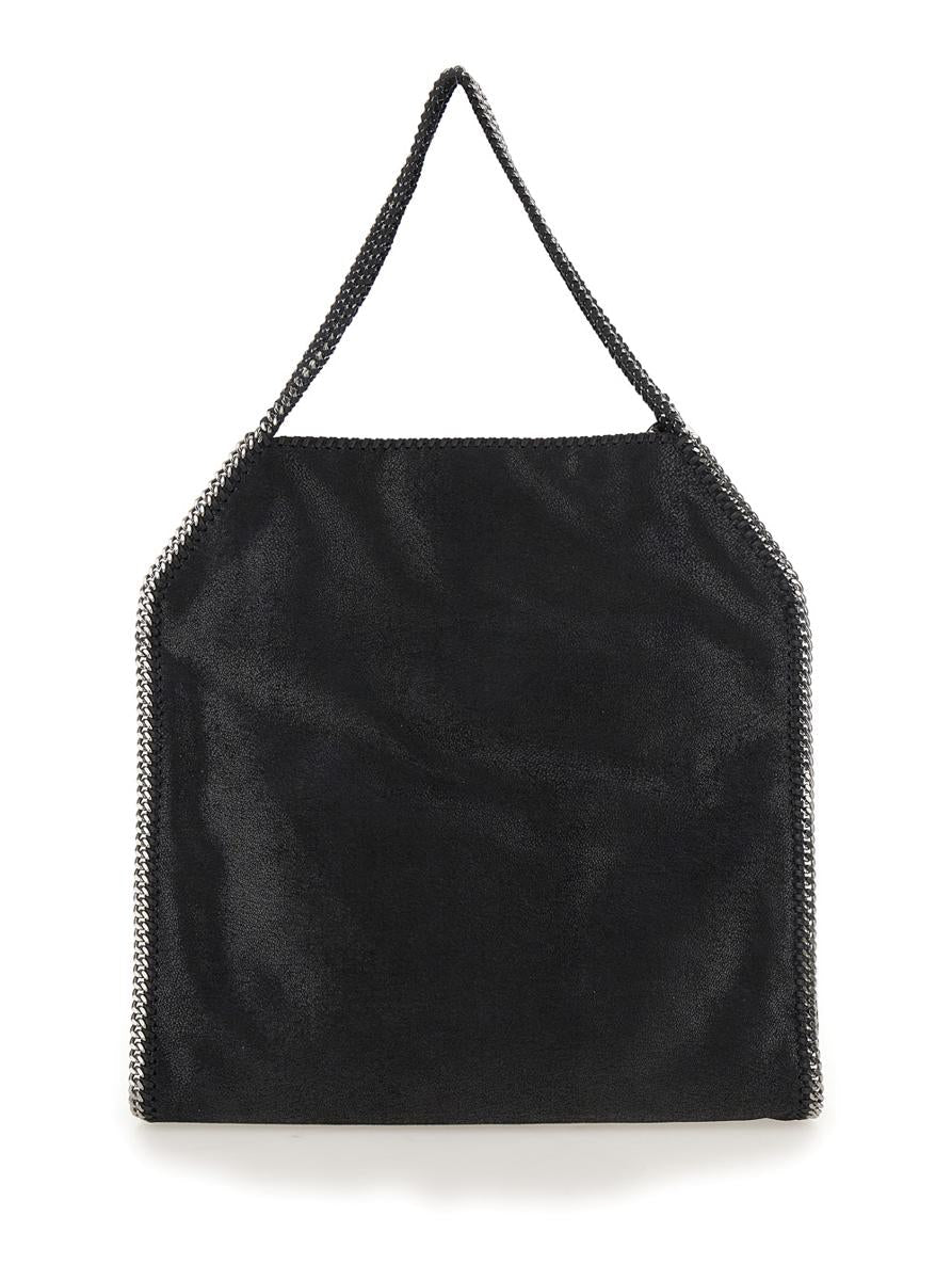 Black Handbag With Diamond-Like Chain And Logo Charm On The Front In Ecoleather Woman