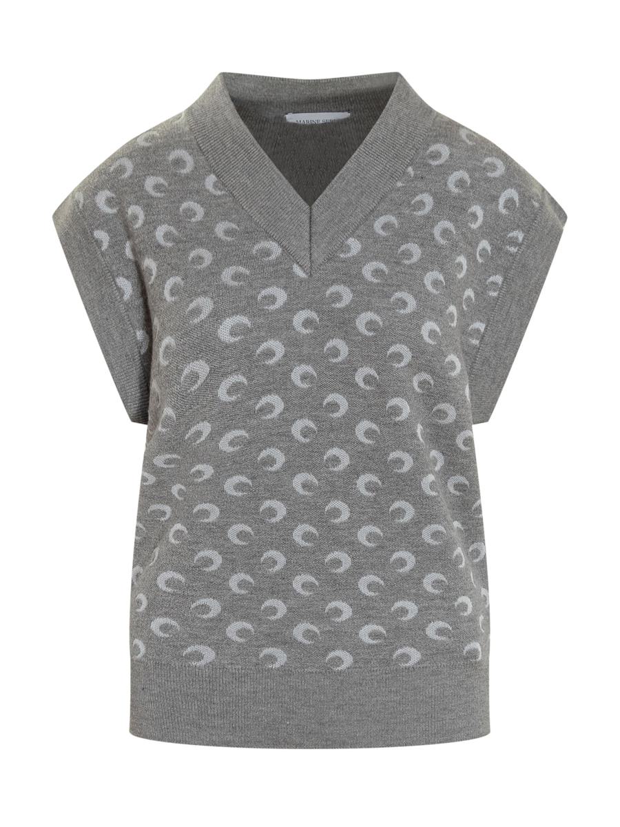 Marine Serre Vest With Moon Print And V-Neckline By Marine Serre