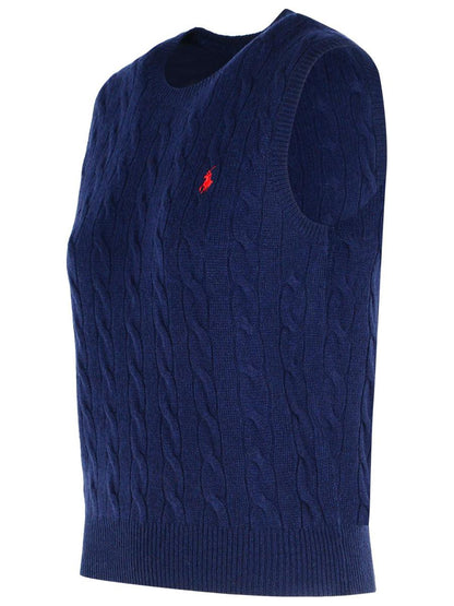 Polo Ralph Lauren Navy Wool And Cashmere Vest