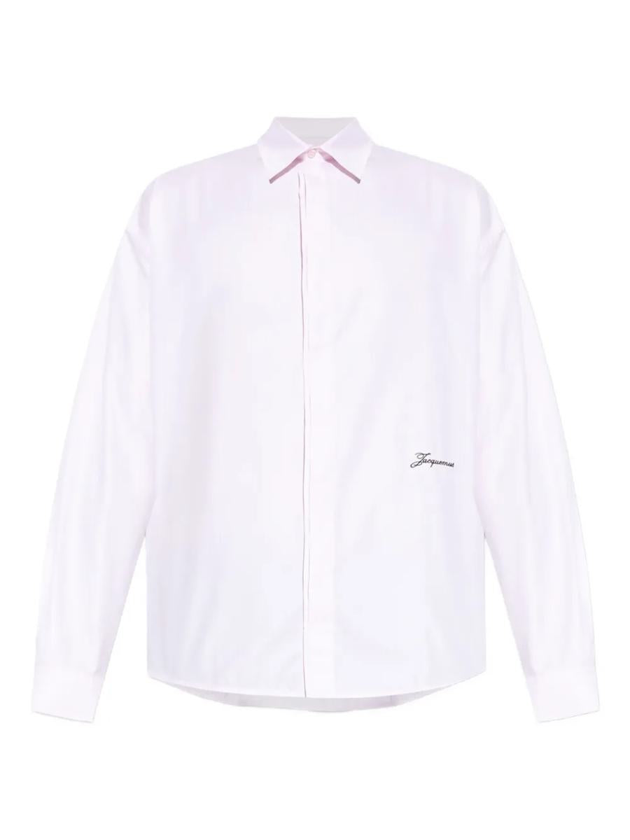 Jacquemus Shirt With Embroidered Logo And Herringbone Pattern